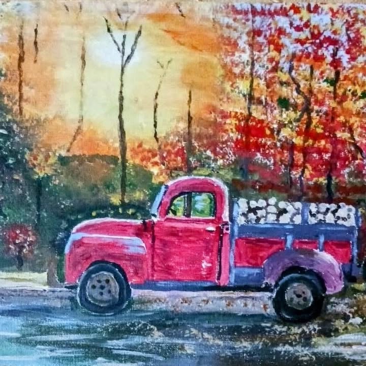 Red Truck full of Logs