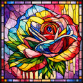 Vibrant Stained Glass Rose