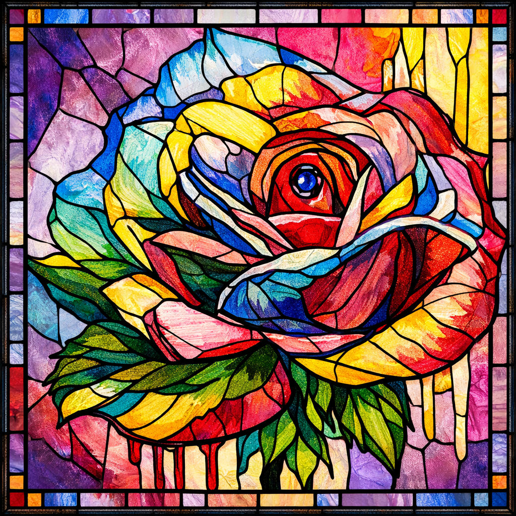 Vibrant Stained Glass Rose